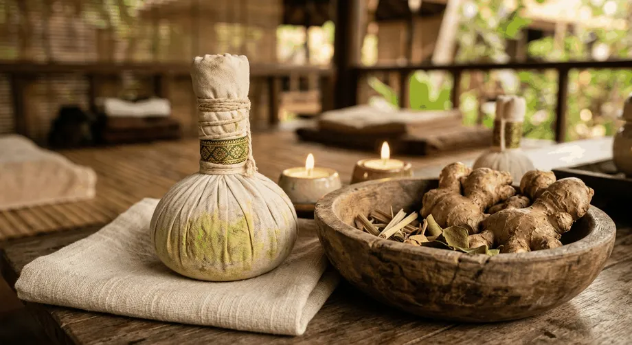 Traditional Thai herbal compresses and massage tools